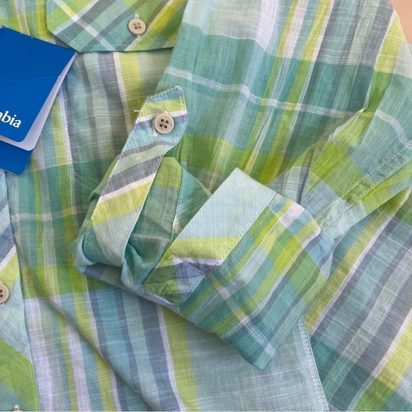 Columbia Camp Henry Shirt Tippet Plaid Roll-up Sleeve Casual Gauzy Hiking NWT 1X - Picture 7 of 16